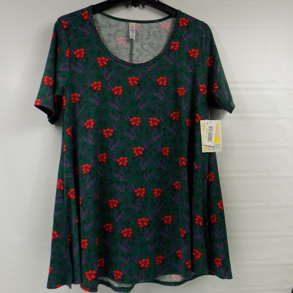 LuLaRoe Tops - LulaRoe Perfect T Shirt Flowered Design Sz XS NWT